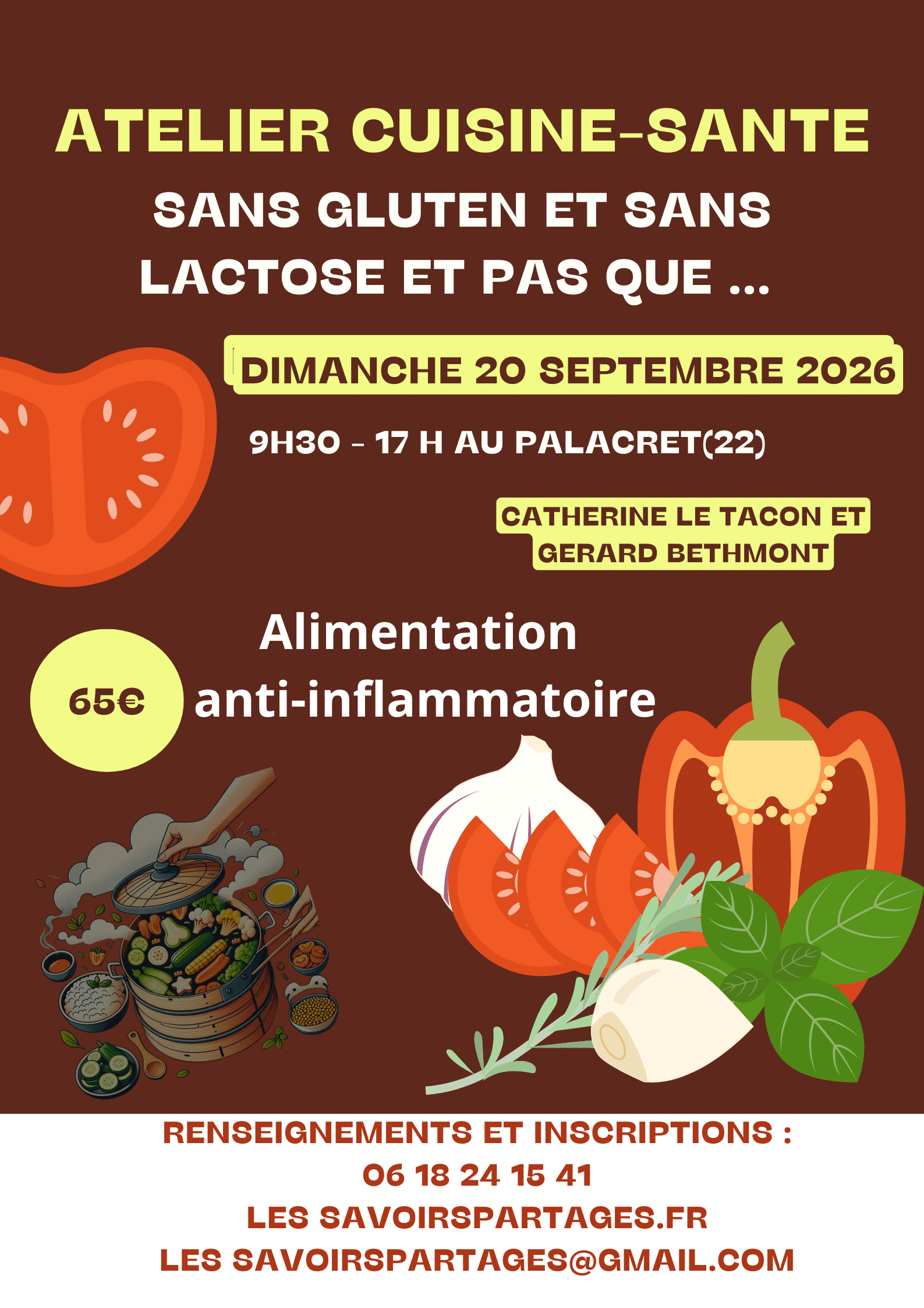 Atelier cuisine -santé sans gluten ,sans lactose, anti-inflammatoire